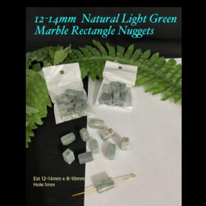 12-14mm Natural Light Green Marble Rectangle nuggets (10pcs)