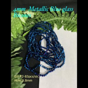 4mm Metallic Blue Glass Bicones (est 82-83pcs)