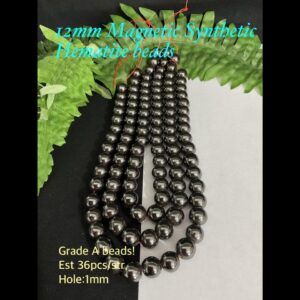 12mm Magnetic Synthetic Hematite beads (est 36pcs) Grade A!