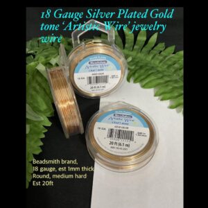 18 Gauge Silver Plated Gold tone 'Artistic Wire' jewelry wire (est 20ft)