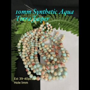 10mm Synthetic Aqua Terra Jasper beads (est 39-40pcs)
