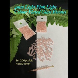 4mm Light Pink Light Colour Plated Glass Bicones (est 200pcs)