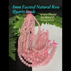 8mm faceted Natural Rose Quartz beads (est 48pcs) Grade B beads!
