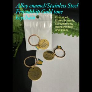 Alloy enamel/Stainless Steel Friendship Gold tone keychain