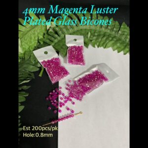 4mm Magenta Luster Plated Glass Bicones (est 200pcs)