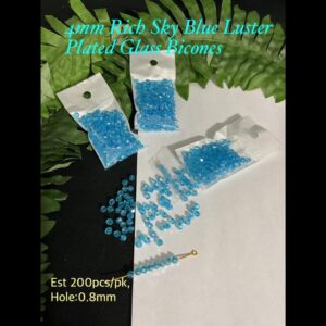 4mm Rich Sky Blue Luster Plated Glass Bicones (est 200pcs)