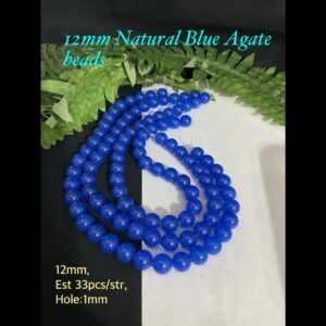 12mm Natural Blue Agate beads (est 33pcs)