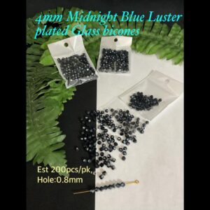 4mm Midnight Blue Luster Plated Glass Bicones (est 200pcs)