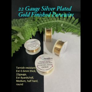 22gauge ‘ParaWire' Silver plated gold finished copper wire (est 8yards)