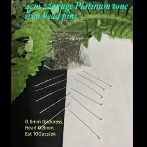 4cm 22Gauge Platinum tone iron head pins (est 100pcs)