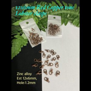 12x6mm Red Copper tone Lobster clasps (est 20pcs)