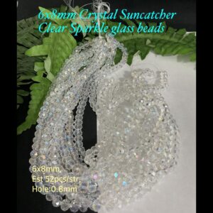 6x8mm Crystal Suncatcher Clear Sparkle glass beads (est 62pcs/str)
