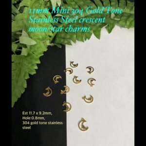 11mm Mini 304 Gold Tone Stainless Steel Crescent moon/star charms