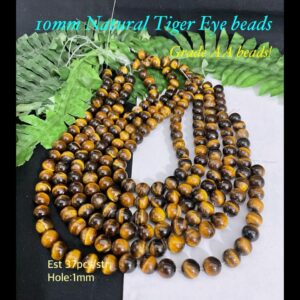 10mm Natural Tiger Eye beads (est 37pcs, Grade AA!)