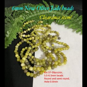 6mm Natural New Olive Jade beads (est 57-59pcs)