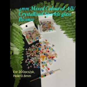4mm Mixed Coloured Glass Bicones (est 200pcs)