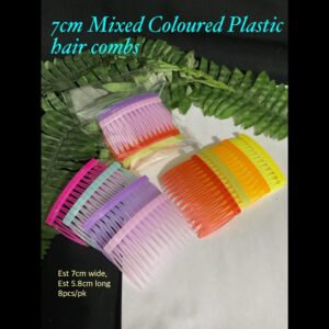 7cm Mixed Coloured Plastic hair combs (8pcs)