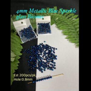 4mm Metallic Blue Glass Bicones (est 200pcs)