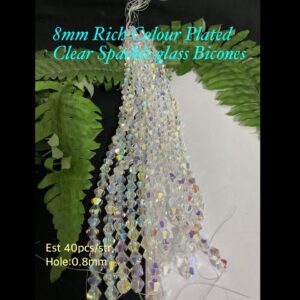 8mm Rich Colour Plated Clear Glass Bicones (est 40pcs/str)