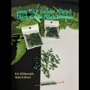 4mm Rich Colour Plated Dark Green Glass Bicones (est 200pcs)