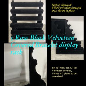 Slightly damaged 5 Row Black Velveteen Covered Bracelet Display Rack