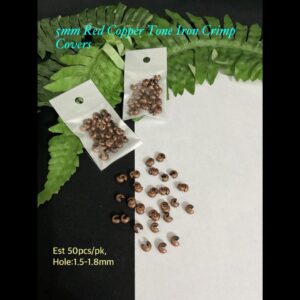 5mm Red Copper tone Crimp Covers (est 50pcs)
