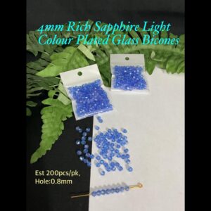 4mm Rich Sapphire Light Colour Plated Glass Bicones (est 200pcs)