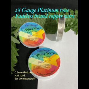 28Gauge Platinum tone Fadeless brand Round Copper Wire (0.3mm, est 20metres)