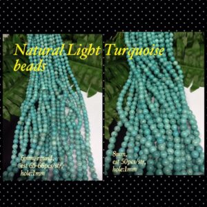 8mm Natural Light Turquoise beads (est 46-48pcs)