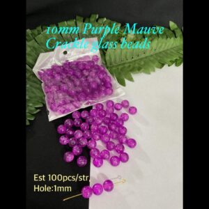 10mm Purple Mauve Crackle Glass beads (est 100pcs)
