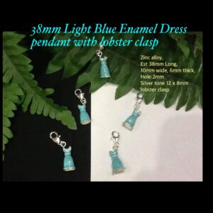 38mm Light Blue Enamel Dress pendant with lobster clasp 20% off!