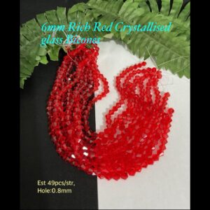 6mm Rich Red Crystallised glass Bicones (est 49pcs/str)
