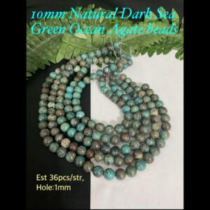 10mm Natural Dark Sea Green Ocean Agate beads (est 36pcs)