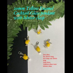 20mm Yellow Cocktail Glass pendants with lobster clasp