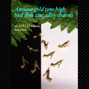 14.5mm Antique gold tone high heel shoe charms (5pcs) 20% off!