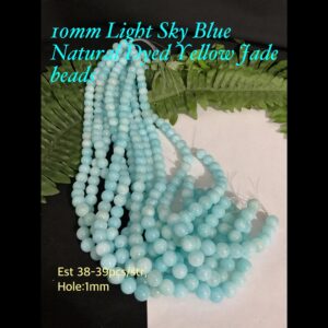 10mm Light Sky Blue Natural Dyed Yellow Jade beads(est 38-39pcs)
