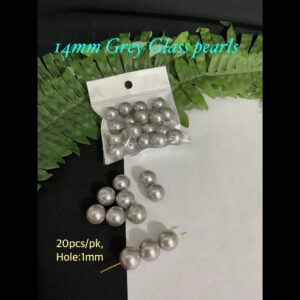 14mm Grey Glass pearls (est 20pcs)
