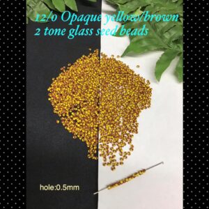 12/0 Opaque yellow/brown 2 tone glass seed beads (est 1oz) 20% off!