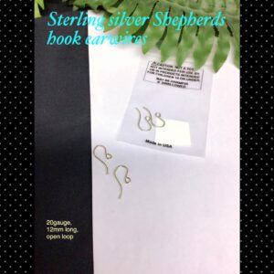 20gauge 12mm Sterling Silver Shepherds hook Earwires (pair) 30% off!!