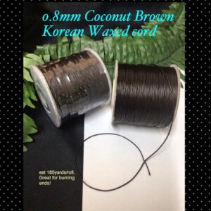0.8mm Dark Coconut Brown Korean Waxed cord (est 174yards) 10% off !