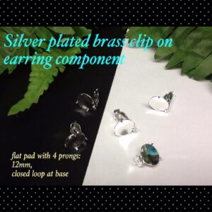 12mm Silver Plated brass clip on earring components with ring (pair) 30% off!