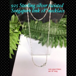 18" 925 Sterling silver 2.3mm Twisted Singapore link necklace 30% off!