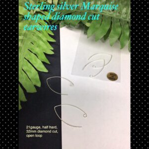 32mm Sterling silver Marquise shaped diamond cut earwires 30% off !