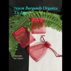 7x9cm Burgundy Organza Tie Bags (10pcs)