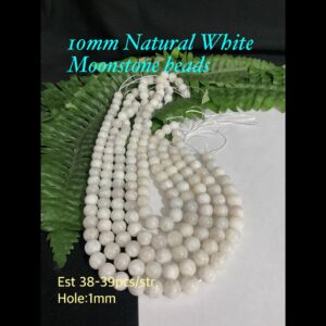 10mm Natural White Moonstone beads (est 38-39pcs)