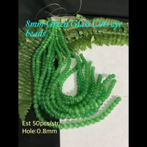 8mm Green Glass cats eye beads (est 50pcs) 10% off !
