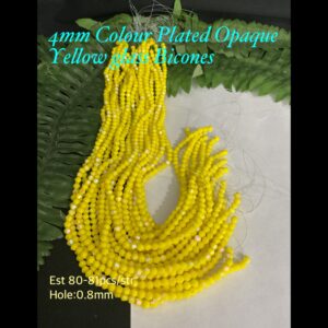 4mm Colour Plated Opaque Yellow glass bicones (est 80-81pcs)