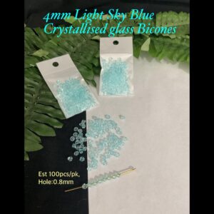 4mm Light Sky Blue Crystallised bicones (est 100pcs)