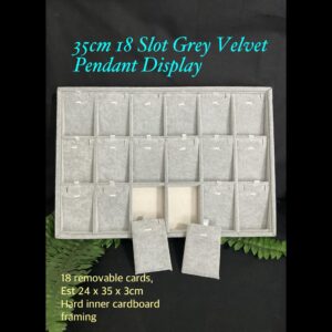 35cm 18 Slot Grey Velvet Pendant Display 10% off until 20th July 2025!