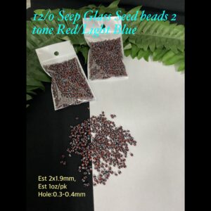 12/0 Seep Glass seed beads 2 Tone red/Light Blue (est 1oz) 20% off until 20th July 2025!!